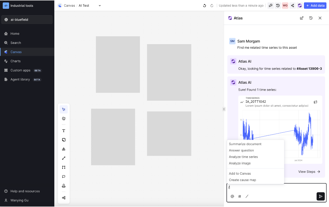 / command palette — action selection