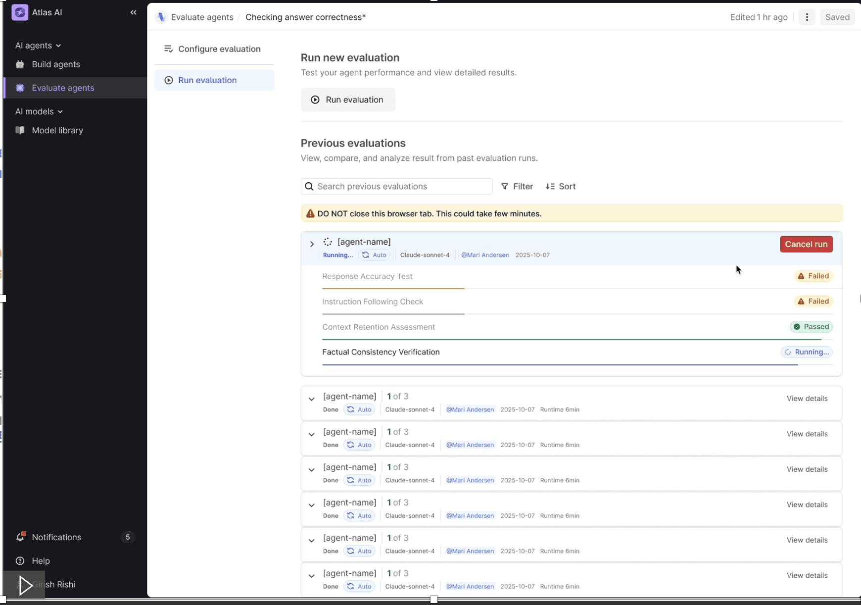 Results — pass/fail per case