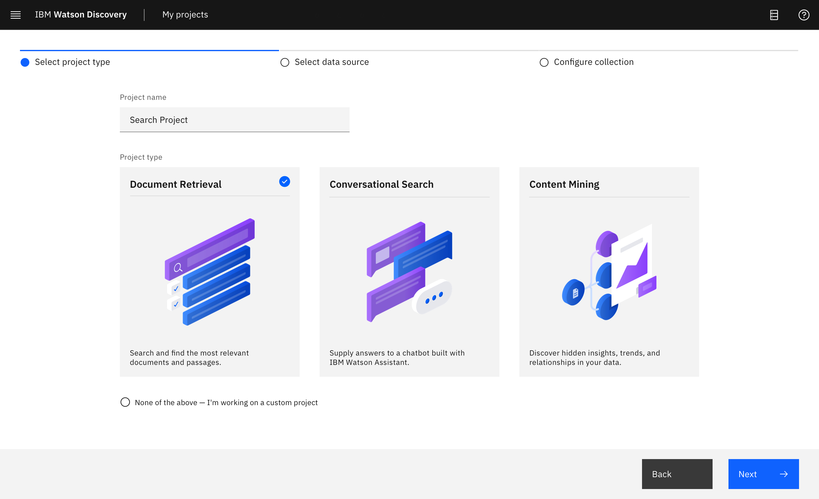 Watson Discovery v2 product interface